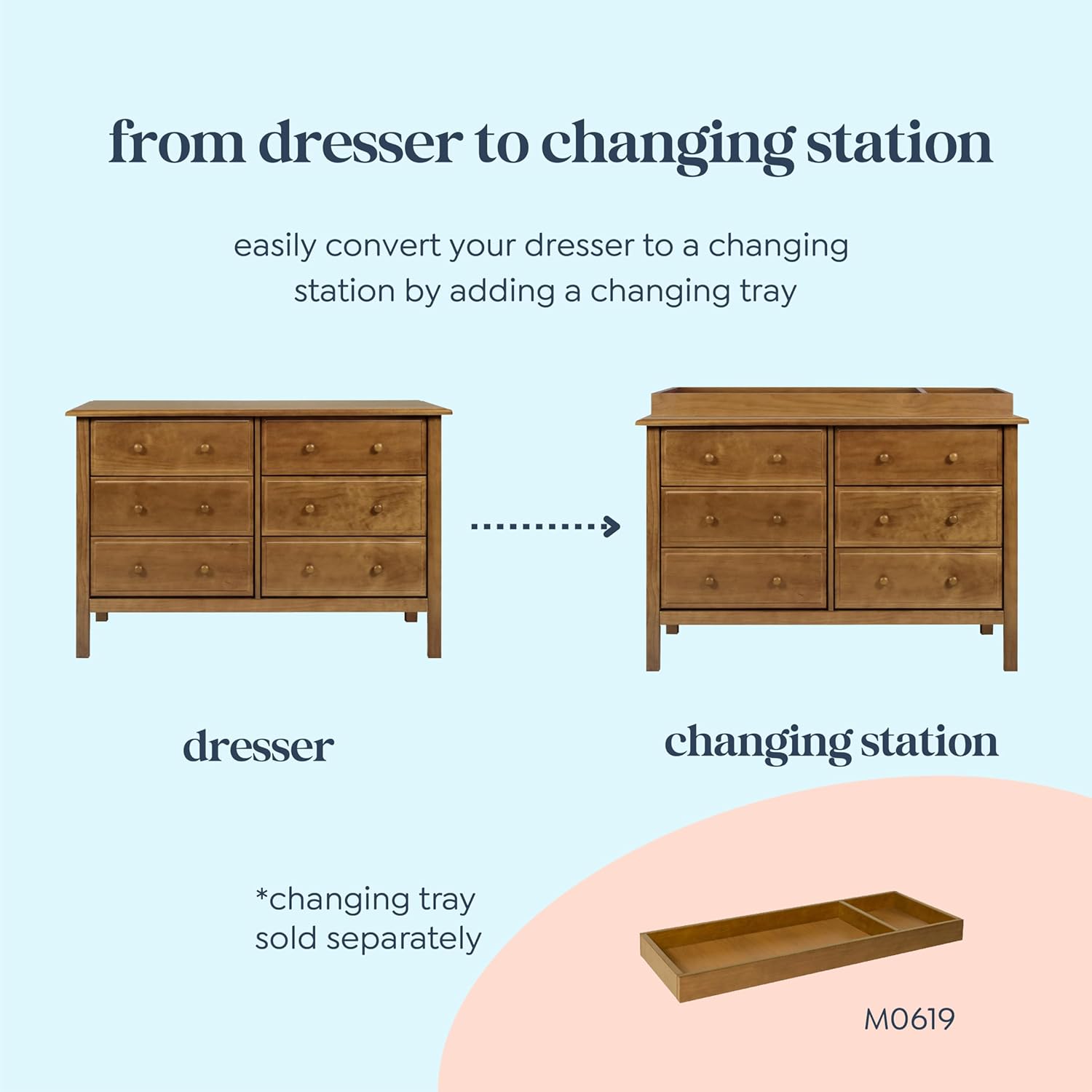 daVinci Jayden 6-Drawer Baby Dresser - GREENGUARD Gold Certified - Wooden Double Chest of Drawers for Kids, Boys and Girls - Storage Dresser for Bedroom, Nursery, Living Room & Hallway - Chestnut