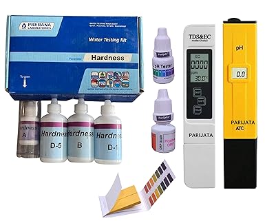 PARIJATA Water Hardness testing kit, ph drops, orp drops, TDS & EC Meter, pH Meter Water testing kit Combo