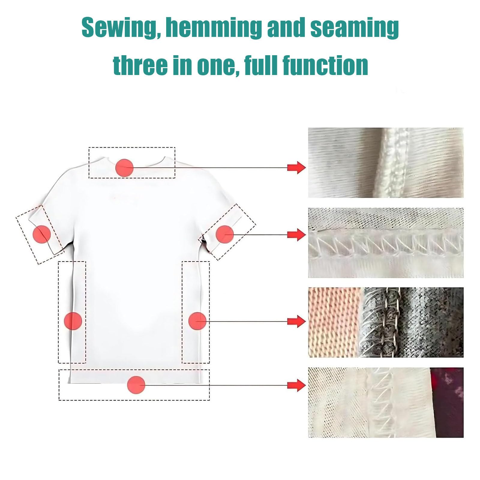 Remalladora de Puntada de Cobertura, Máquina de Coser Overlock, para Fábricas de Ropa y Uso Doméstico, Remalladora de 91 W con Bloqueo de Bordes, Longitud de Puntada Ajustable, para Algodón