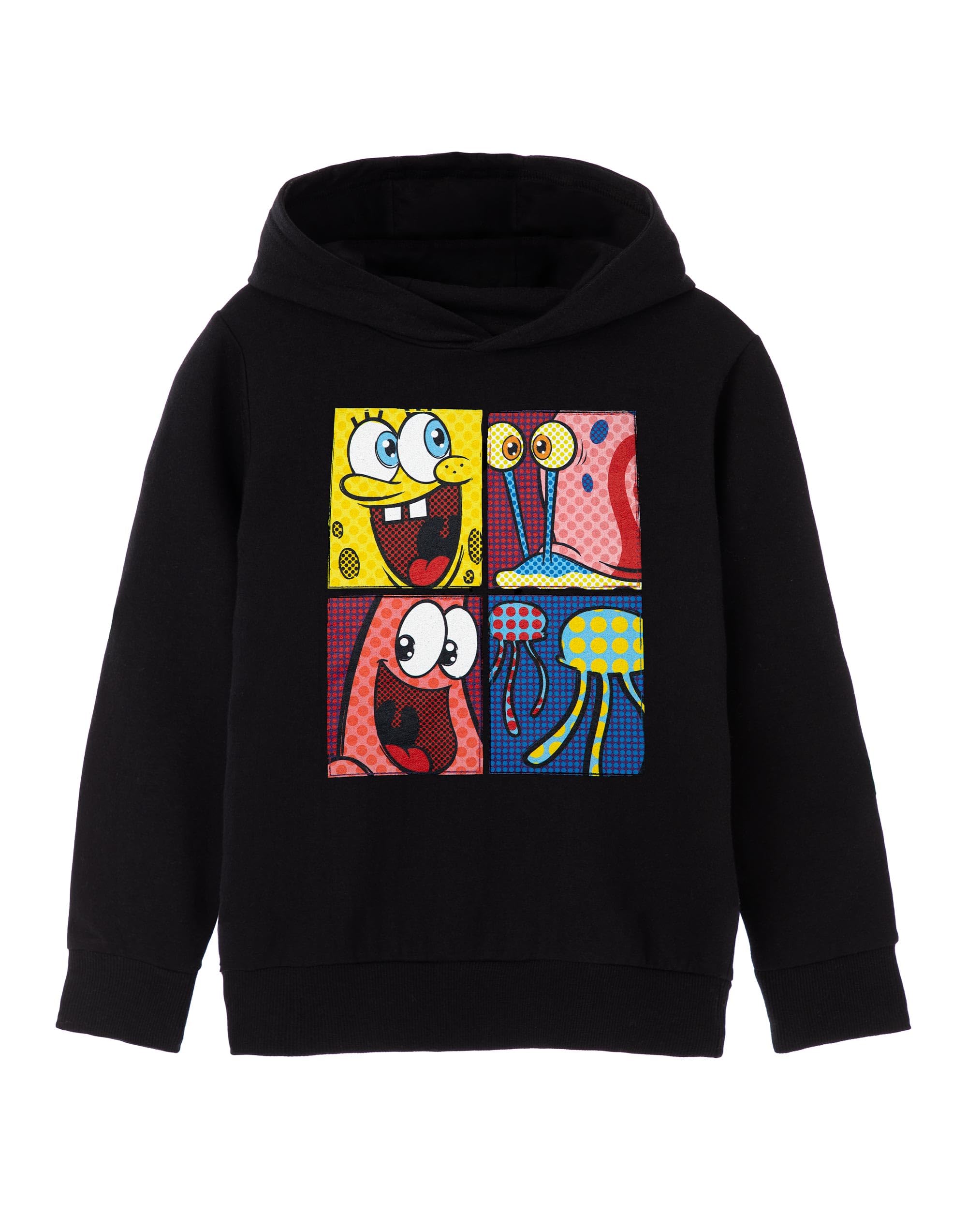 SPONGEBOB SQUAREPANTS Pop Art Kids Black Hoodie | Add a Splash of Color to Your Child's Wardrobe with SpongeBob, Patrick, and Gary the Snail