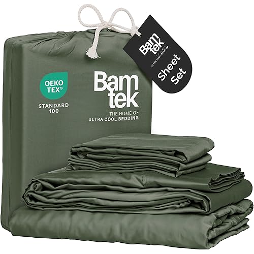 Viscose Bamboo Sheets King Size 4PC Set - Cooling Sheets for Hot Sleepers with Moisture Wicking Technology - Silky Soft 18 Inch Deep Pocket - Moss 76"x 80"