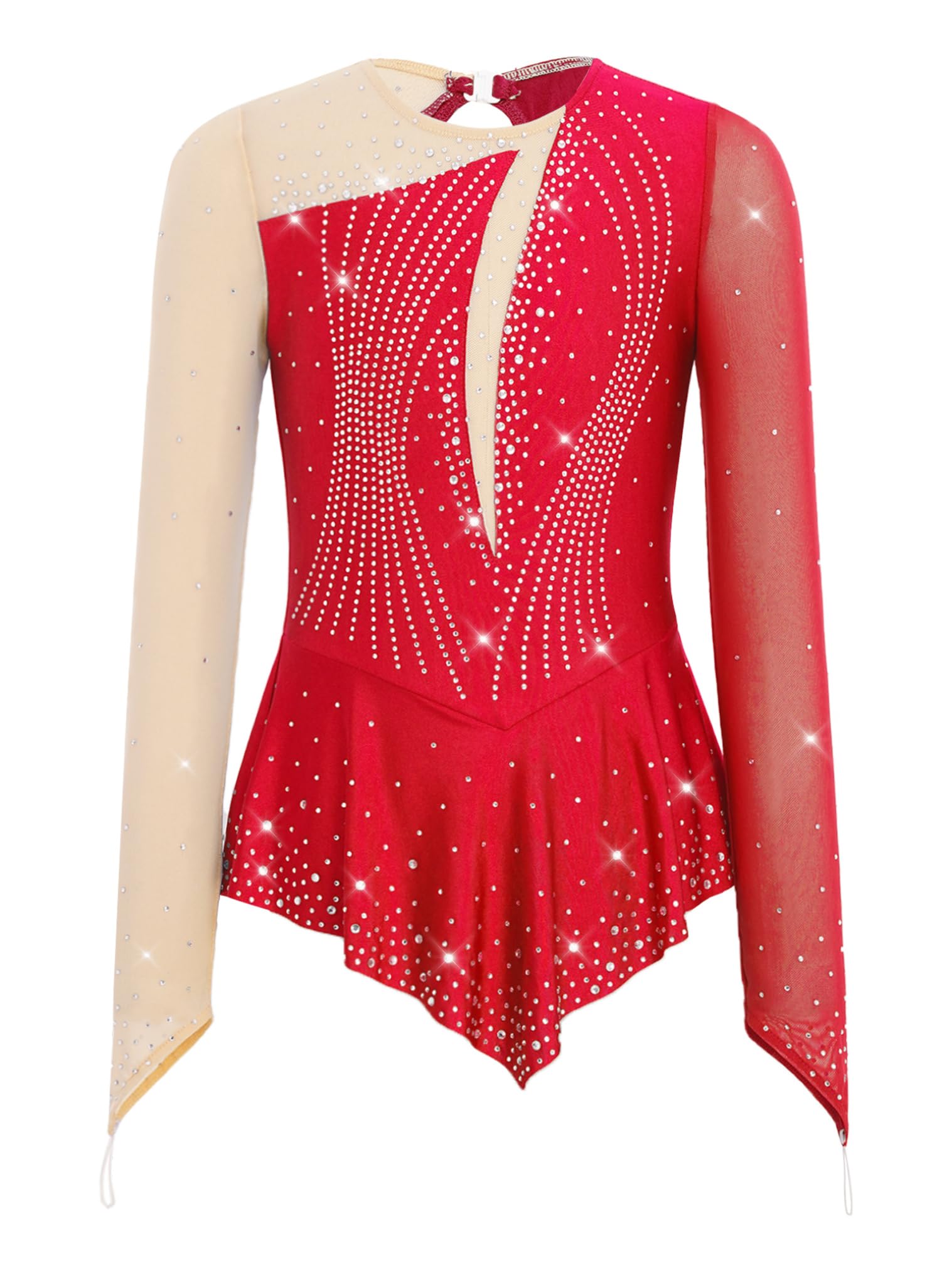 JEATHA Maillot De Patinaje Artístico para Niñas Vestido De Manga Larga con Falda Body De Ballet Gimnasia Vestido De Bailarina Actuación — view 8