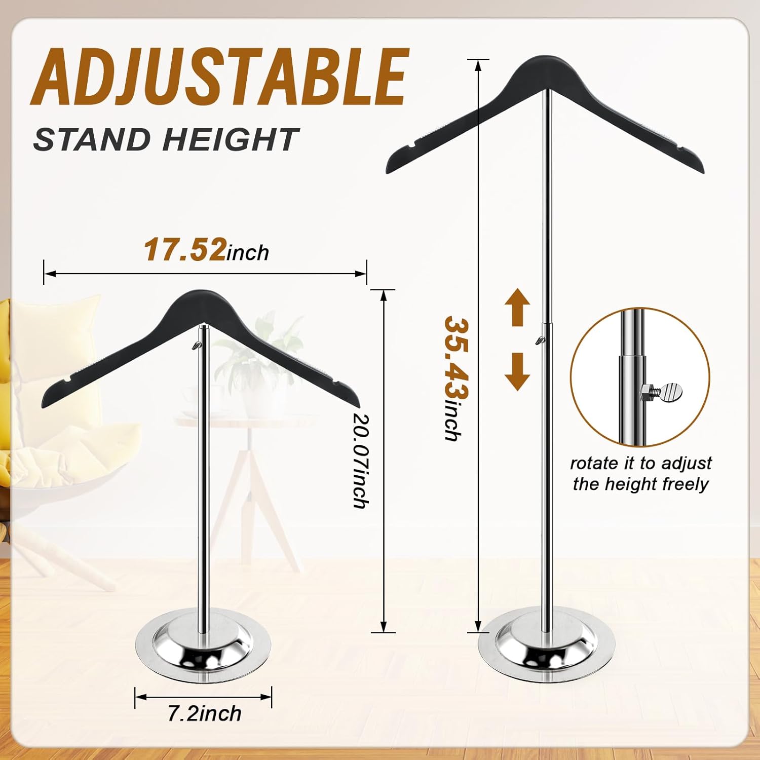 Adjustable Shirt Display Stand 4 Pcs, 20-35 Inch Height Tshirt Display Stand for Vendors, Wood T Shirt Mannequin Display forShirt, Jacket, Coat at Clothing Vendor Events, Trade Fair, Trade Show(Black)