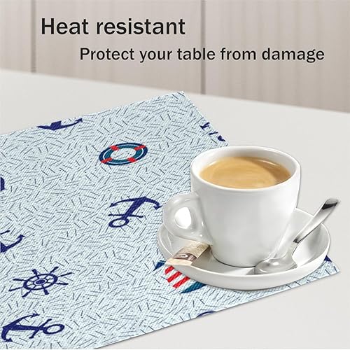 Miniatura 5 de Anchor Decor Theme Placemats Set of 4 Table Mats Washable Placemat Waterproof Place Mats for Party Home Dining Table Decor 18x12 in