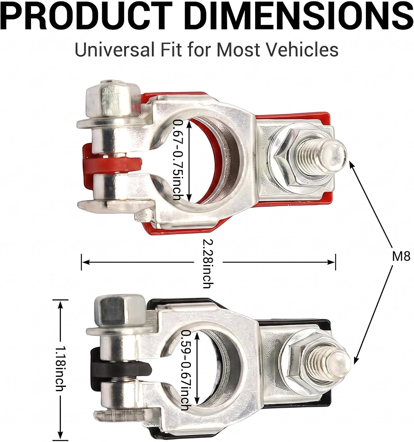 2 PCS Car Battery Terminal Connector, Copper Split Bolt Car Battery Clamp, Positive & Negative Top Post Battery Terminal Clips, Stable Conductive Auto Replacement Accessories for Most Cars image 2