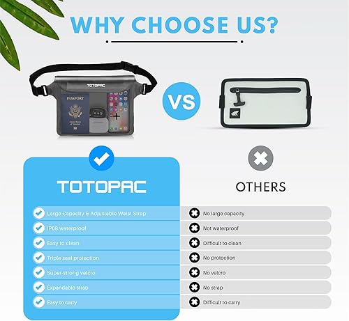 Miniatura 8 de Paquete de 2 cangureras impermeables, bolsa para teléfono con correa para la cintura, bolsa seca de 9 x 6.7 pulgadas para teléfono, dinero en