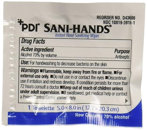 PDI - D43800 Sani-Hands - Toallitas desinfectantes instantáneas para manos paquete de 100
