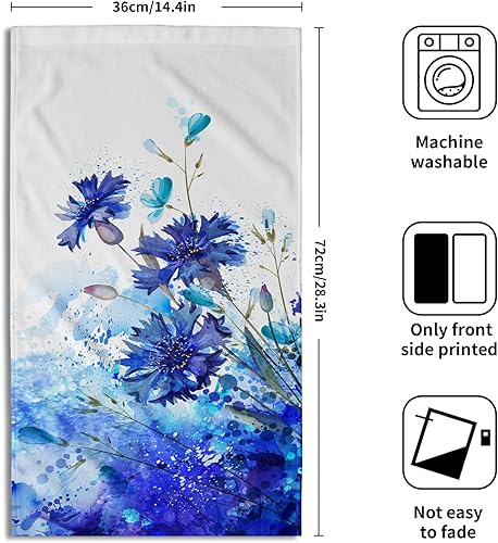 Miniatura 2 de Giwawa Toallas de Mano Azules Florales Toallas de Baño Acuarela Margarita Juego de 2 Toallas de Baño Suave Absorbente Toalla de Cocina Toalla de