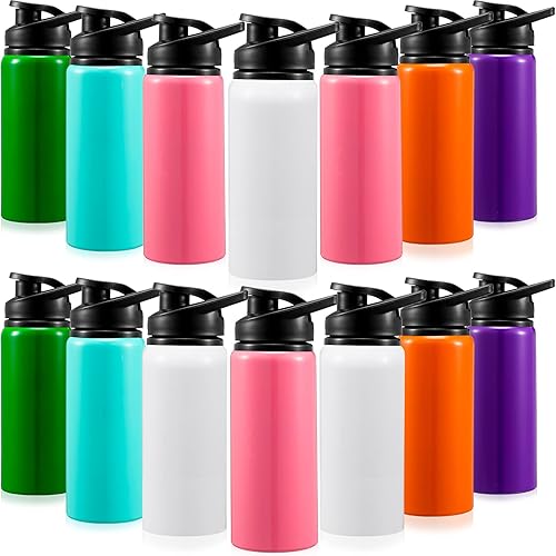Miniatura 8 de Gandeer 14 botellas de agua de aluminio de 17 onzas con tapa a presión, reutilizable, de metal, ligera, fácil de transportar, deportes, a prueba de