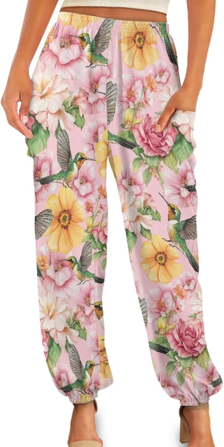 Forchrinse Galaxy Starry Space Wide Leg Pants for Women High Waist Palazzo Lightweight Yoga Joggers Harem Pants Plus Size