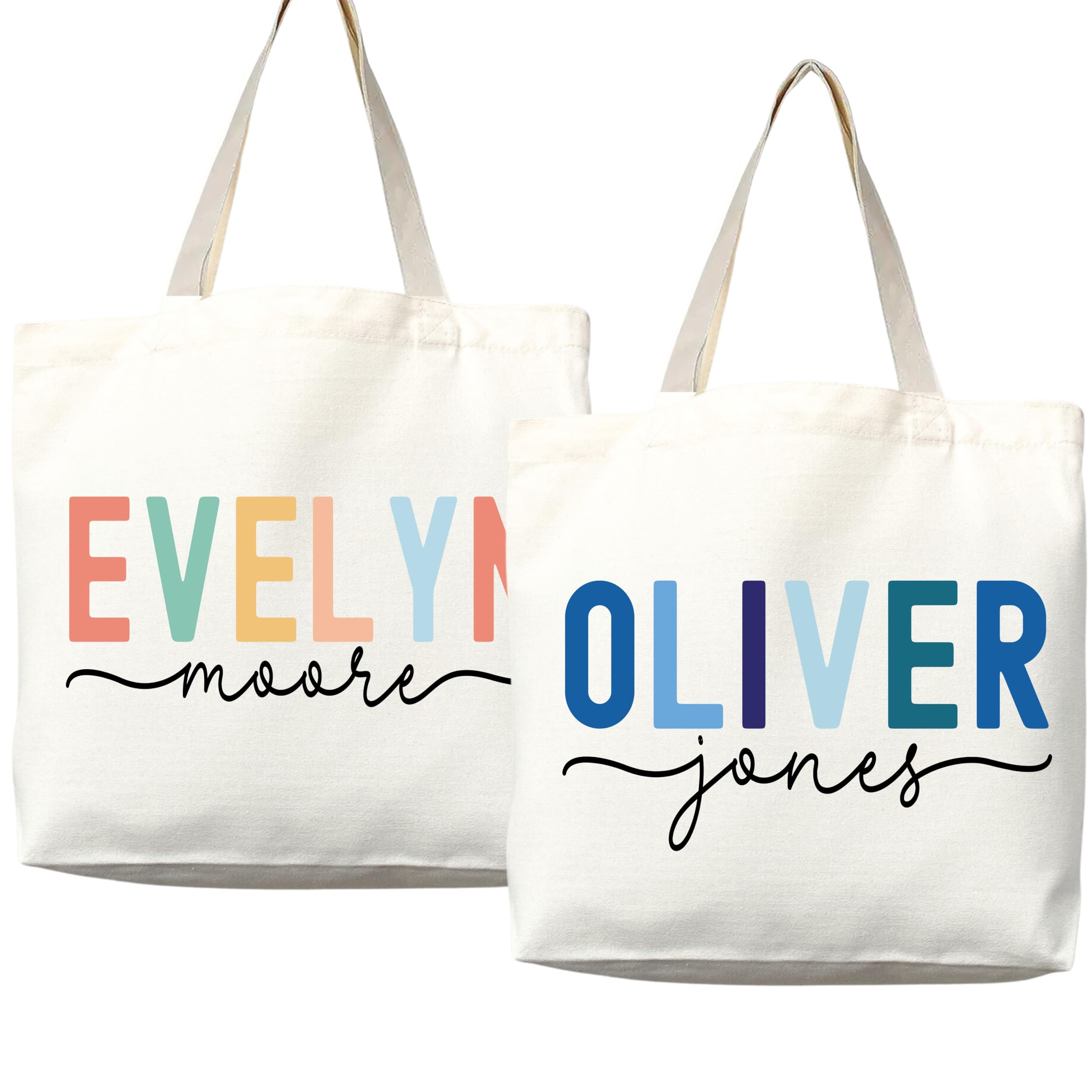 COCOMON Personalized Custom Name Tote Bag - Premium Canvas, Reusable - Gift for Women, Bridesmaids, Teachers, Nurses