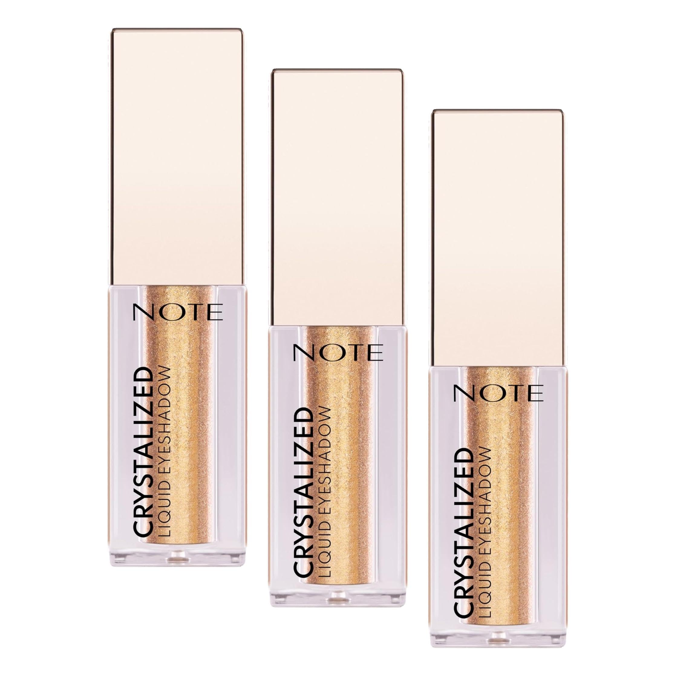 Note Cosmetics Crystalized Liquid Eyeshadow Likit Metalik Göz Farı, 07 Golden Theory (3 paketi)