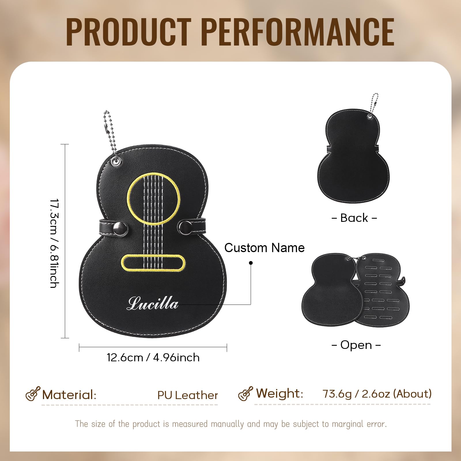 GiftBud Personalized Guitar Pick Case - Custom Name Guitar Pick Holder with Guitar-Shaped Design, Compact Pick Storage Organizer for Guitar Players, Musicians