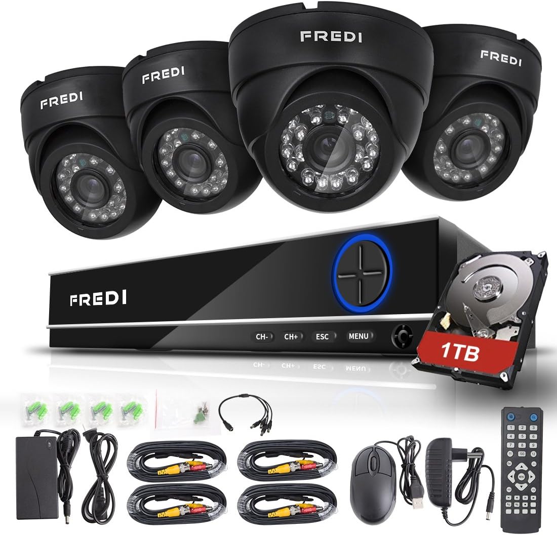 FREDI 4CH Security Camera System Full 960H DVR with 4X 800TVL Superior Night Vision IR Cut LEDs Indoor CCTV Camera (P2P Technology/E-Cloud Service,Without Hard Drive)