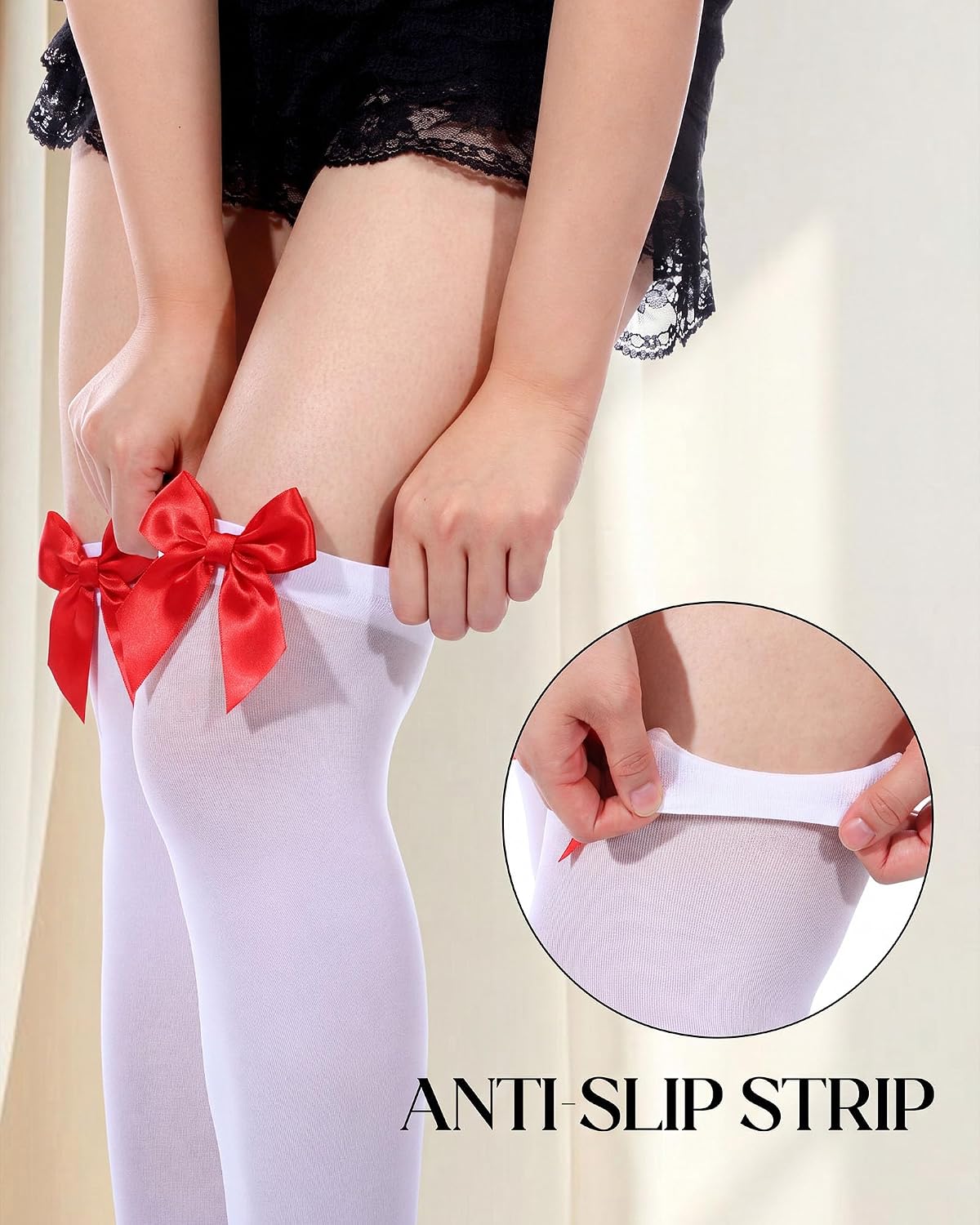 SATINIOR Halloween Women's Thigh High Stockings with Bow
