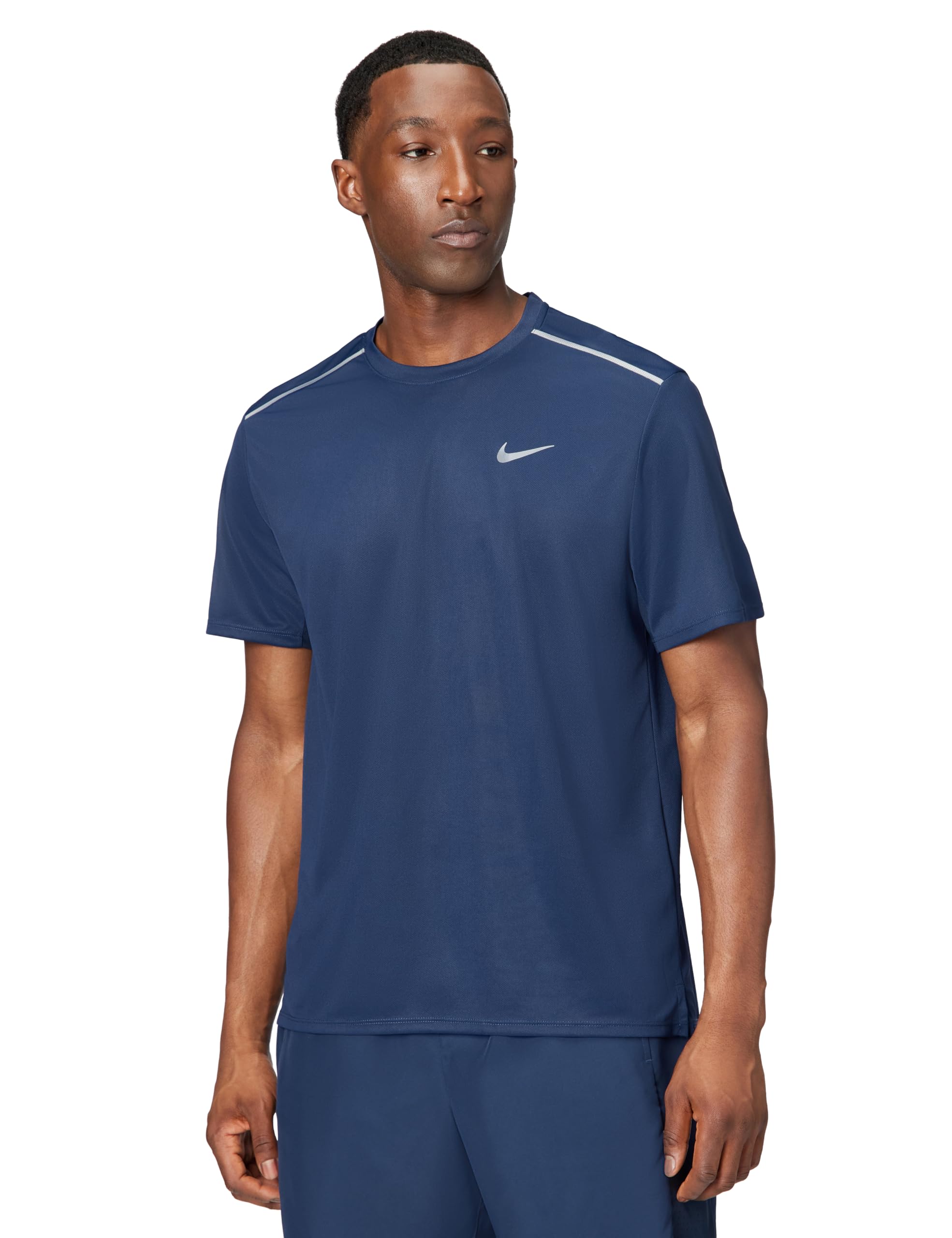 Nike Męska koszulka Df Uv Miler Ss, granatowy (Midnight Navy/Obsidian/Reflect, L