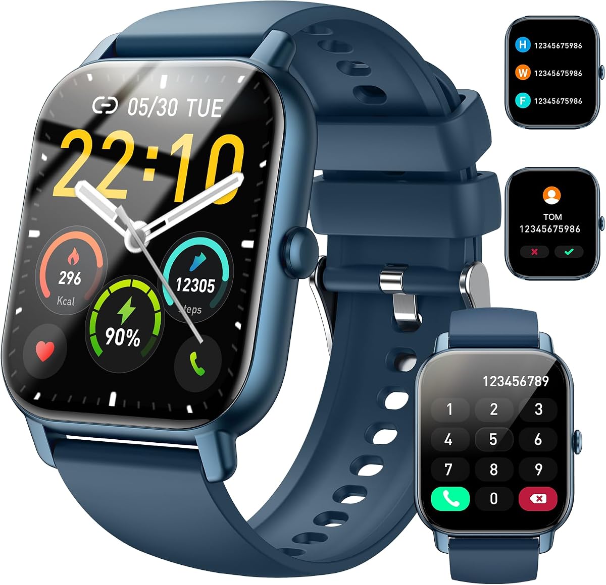 Smart Watch for Men Women (Answer/Make Calls), 1.85" HD fitness tracker, 110+ Sport Modes smartwatch with Heart Rate Sleep Monitor Step Counter, pedometer, IP68 Waterproof, Compatible with Android iOS
