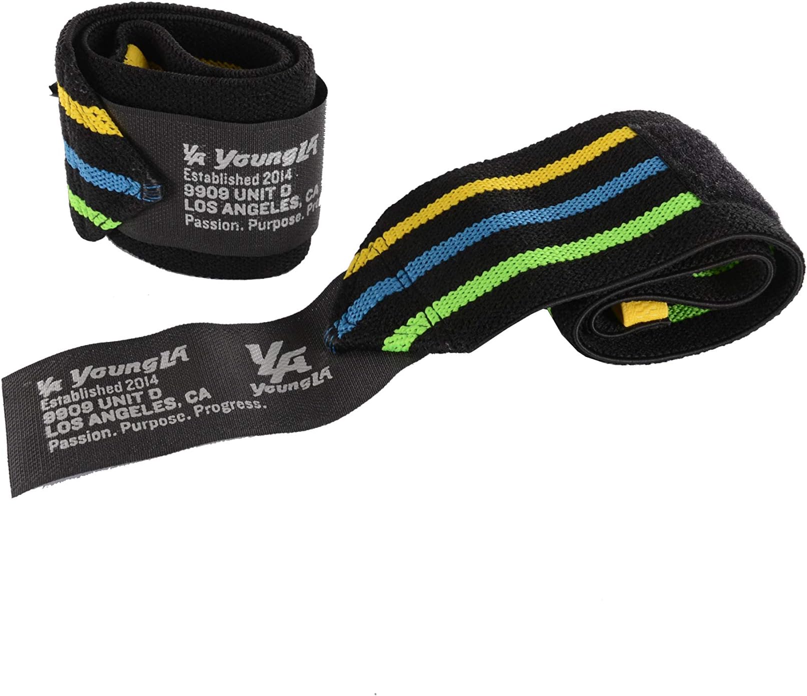 YoungLA Wrist Wraps - Support Braces for Powerlifting, Bodybuilding, Crossfit Training, Strength Training, Heavy Weight Lifting (with 1 Year Warranty) 911 - Black 3 Stripe