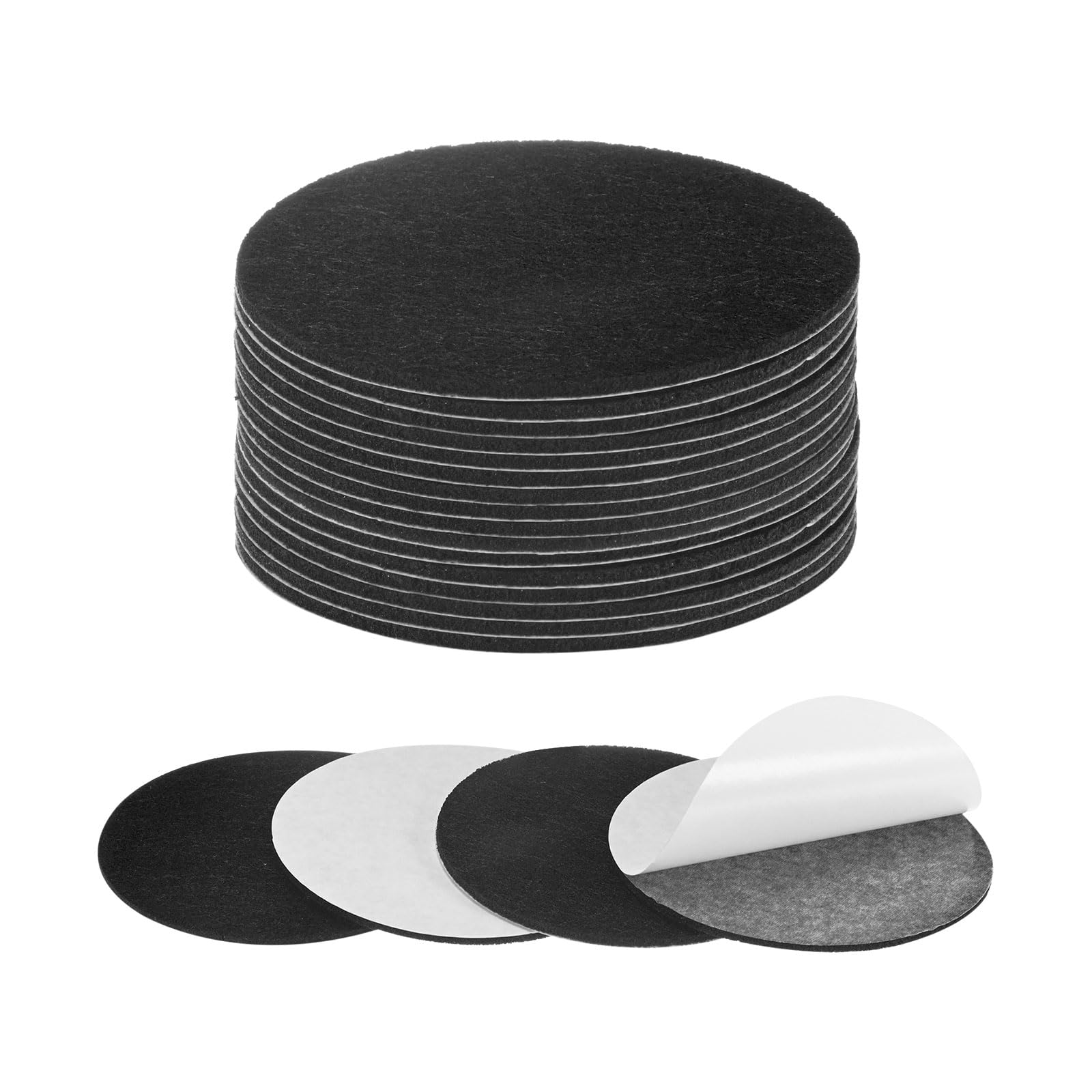 M METERXITY 20-Pack Lamp Base Felt, 3.5 Inch Dia. 2mm Thick Self Adhesive Round Fabric Felt Pads for Lamp/Furniture/DIY, Non-Slip Fiber Backed Patch Circles with Adhesive Backing [Black]