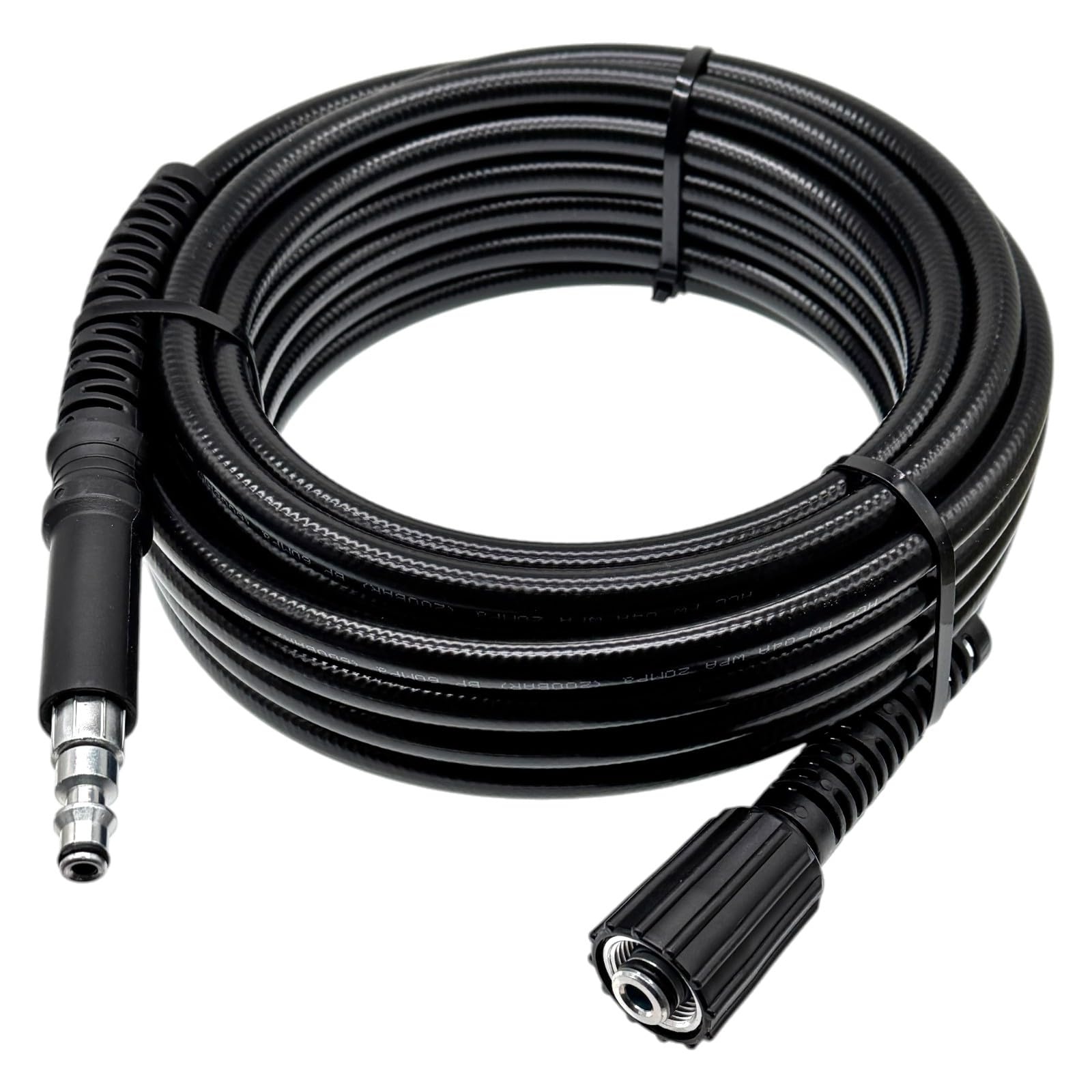 M&M Smartek Tuyau haute pression 5 m, Noir, Silicone, Compatible Lavor 4.018.0096, Max. Pression 160 bars, Température 40 °C, Raccord rapide, NW 6 x 1, M22 IG, 1/4