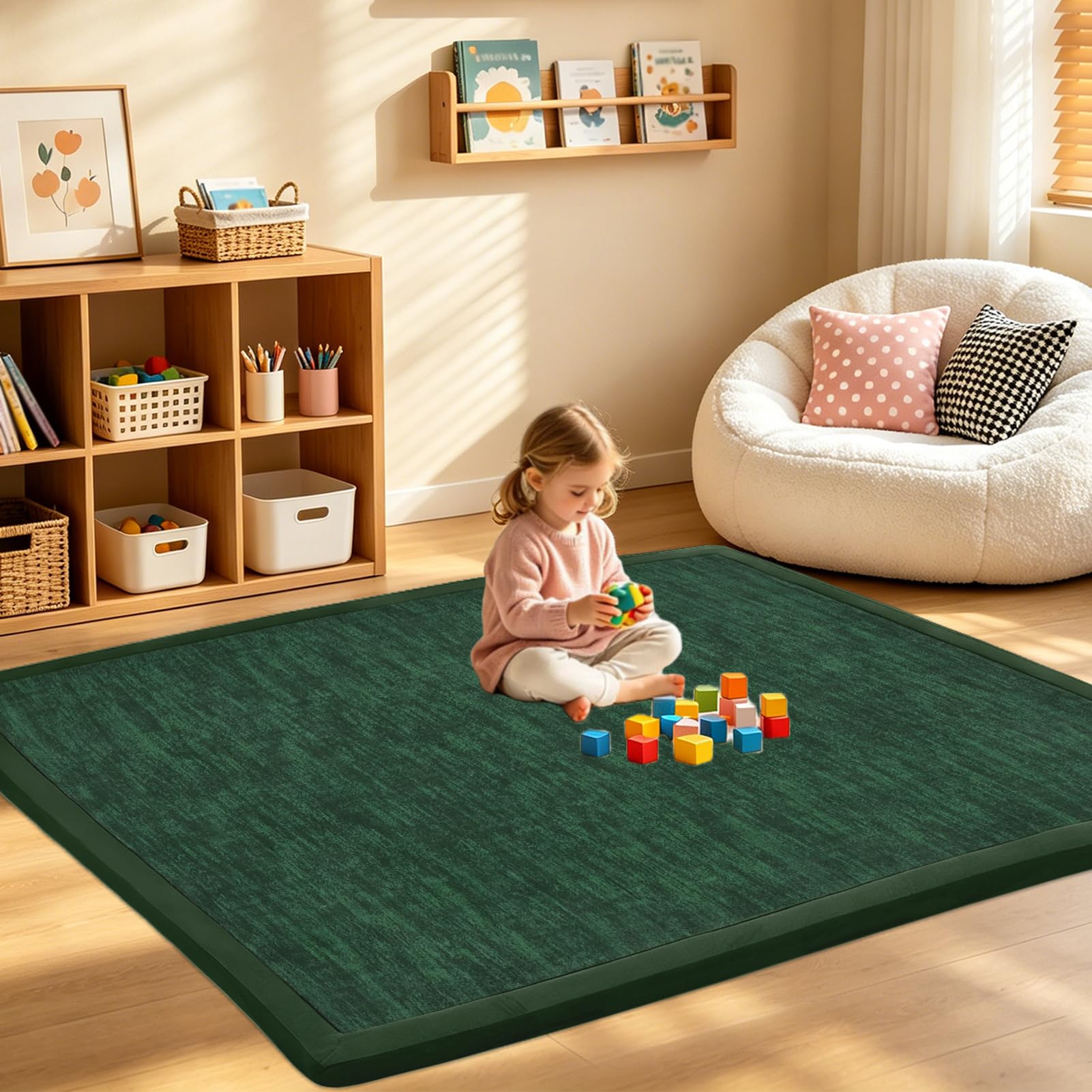 RZUMXOPY Baby Play Mat, 40 x 60 cm Thick Memory Foam Crawling Mat, Foam Floor Padded Playmats for Babies, Non-Slip Bottom