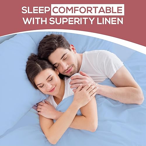 Miniatura 9 de Superity Linen Sábana bajera ajustable de algodón que absorbe la humedad para un sueño transpirable, seco y cómodo. 200 hilos (azul)