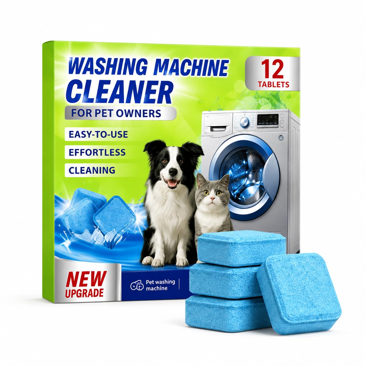 Washing Machine Cleaner Tablets, Fragrance Free Washer Care (12Pcs)