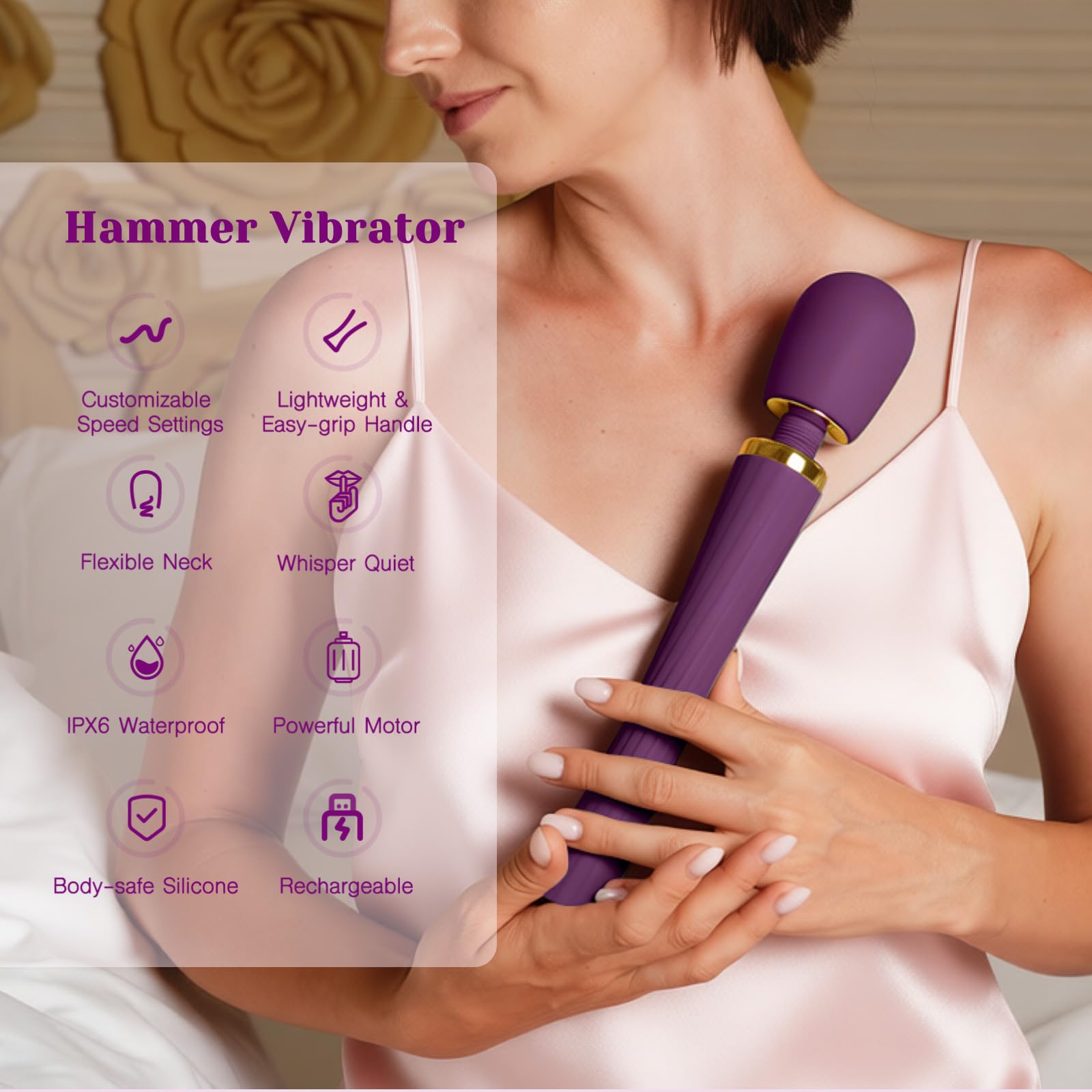 Tracy's Dog Wand Vibrator for Women- Powerful Cordless Full-Body Massager, Waterproof & Rechargeable, Clit Stimulator with 5 Modes & 3 Speeds, Adult Sex Toys for Solo & Couples, Erotic Massage, Hammer: Standard Imperial Purple