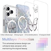 Vista 361 de I-MGAE-IN-AR - Funda diseñada para iPhone 12 y 12 Pro, diseño de mariposa plateada brillante, funda protectora de poliuretano termoplástico, suave
