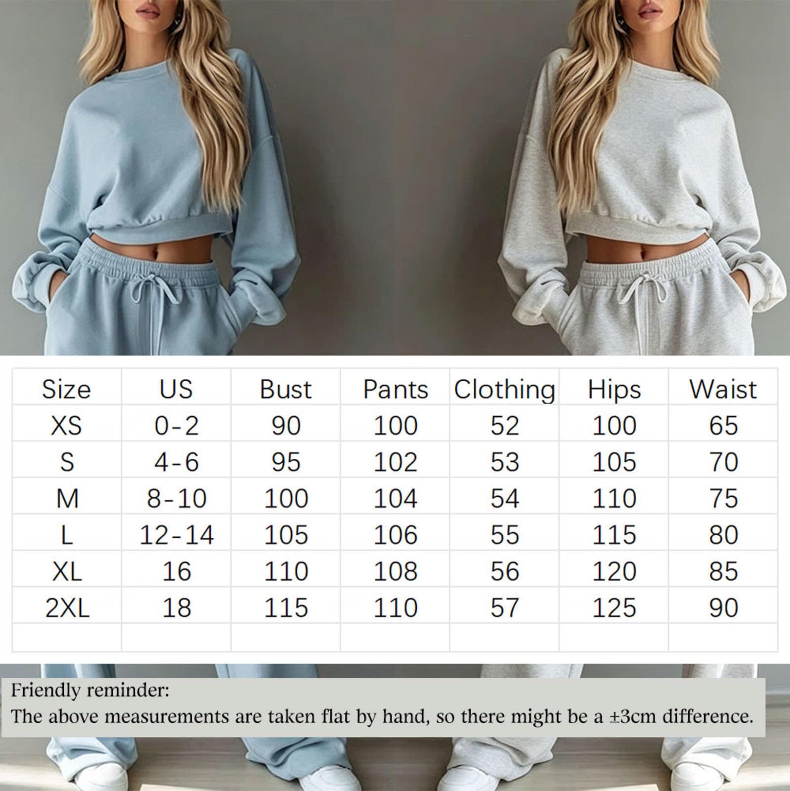 Lounge Set Damen Runder Halsausschnitt Lange Ärmel Trainingsanzug Frau Hände in die Taschen stecken Tracksuit Damen Ferien, Flughafen, Reisen Und Freizeit