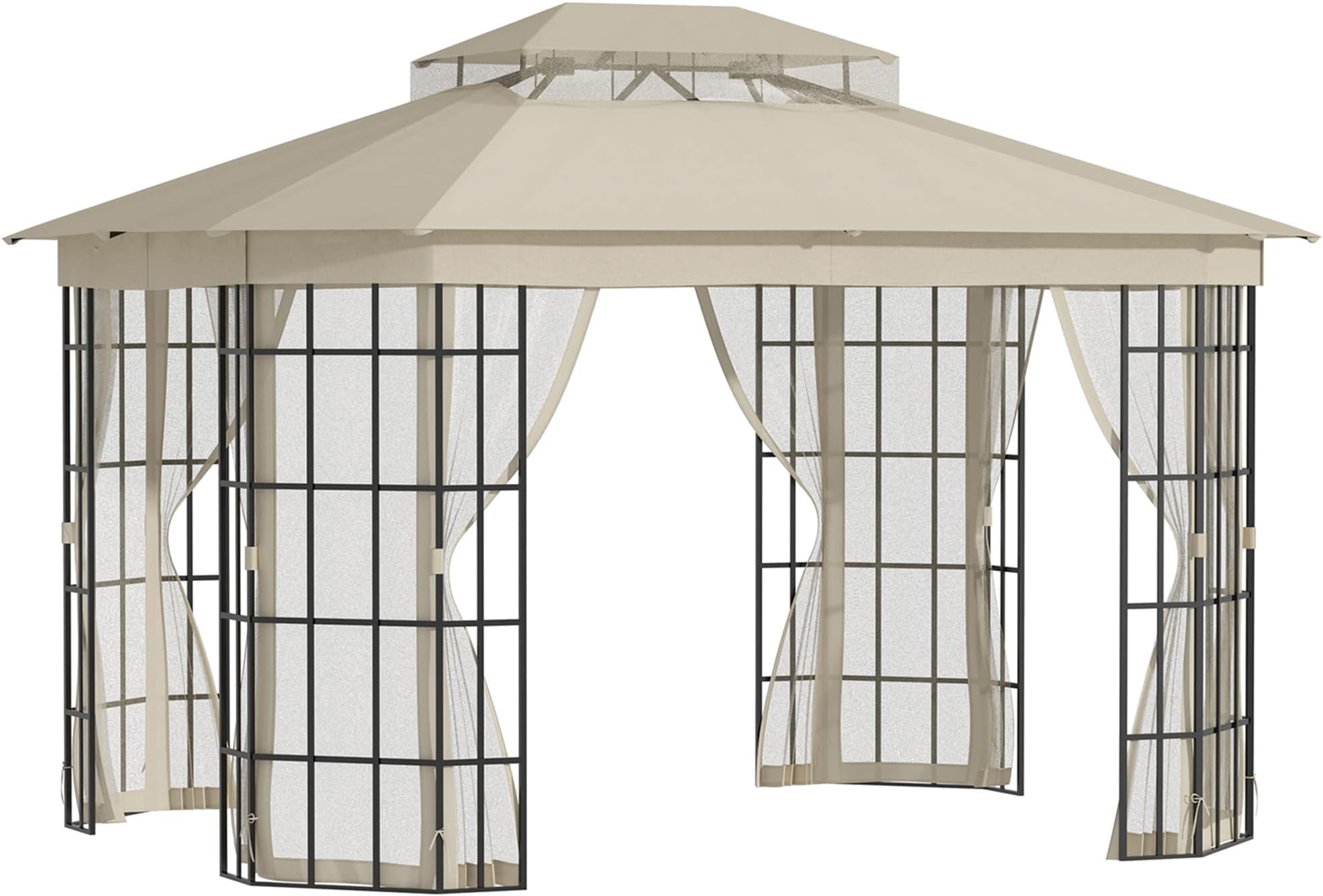 Gazebo Da Giardino Con Zanzariera 3x4 Mt Struttura In Alluminio E Acciaio Con Pareti Laterali E