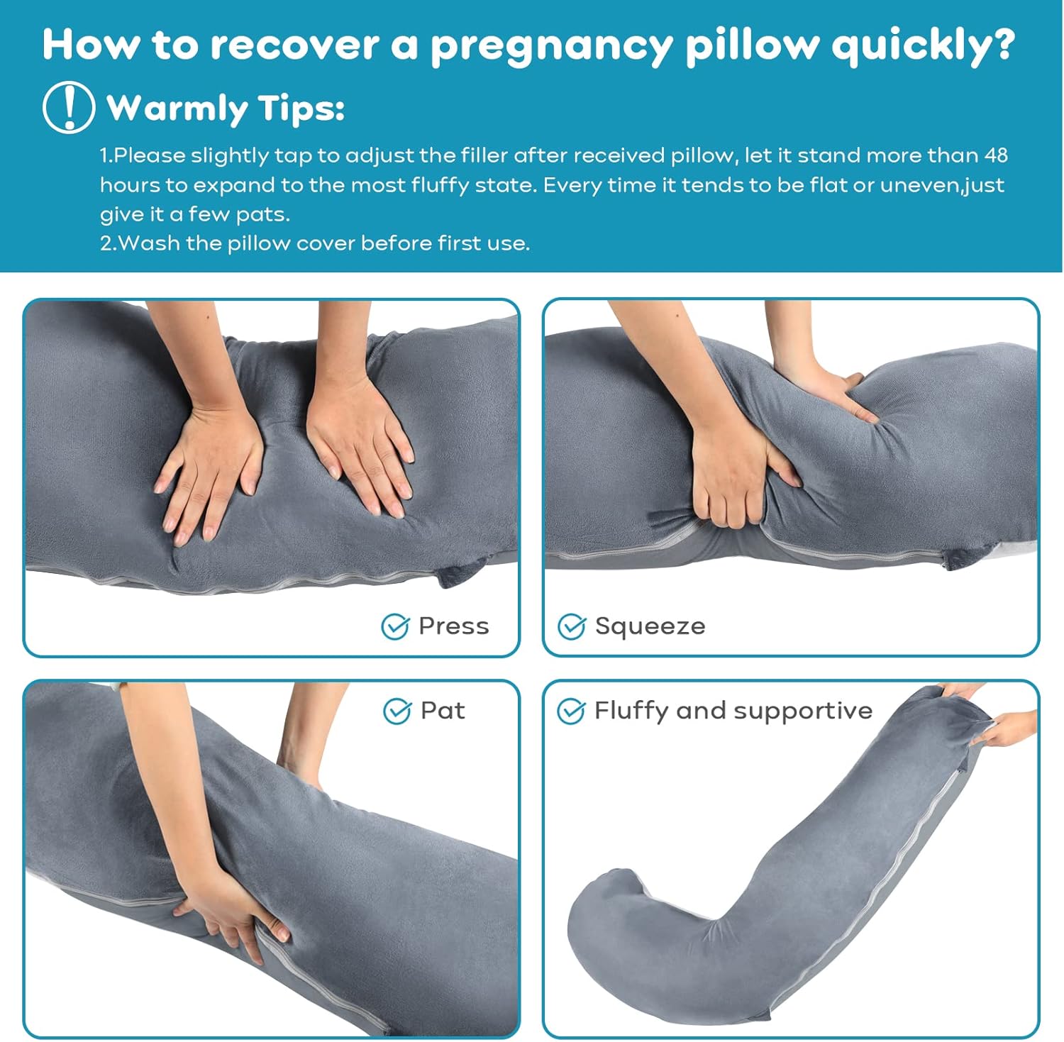 Yoofoss Pregnancy Pillows for Sleeping, J Shaped Body Maternity Pillow with Washable Cover, Pregnancy Must Haves Body Pillows for Side Sleeping, Head Neck Belly Support, Grey : Baby