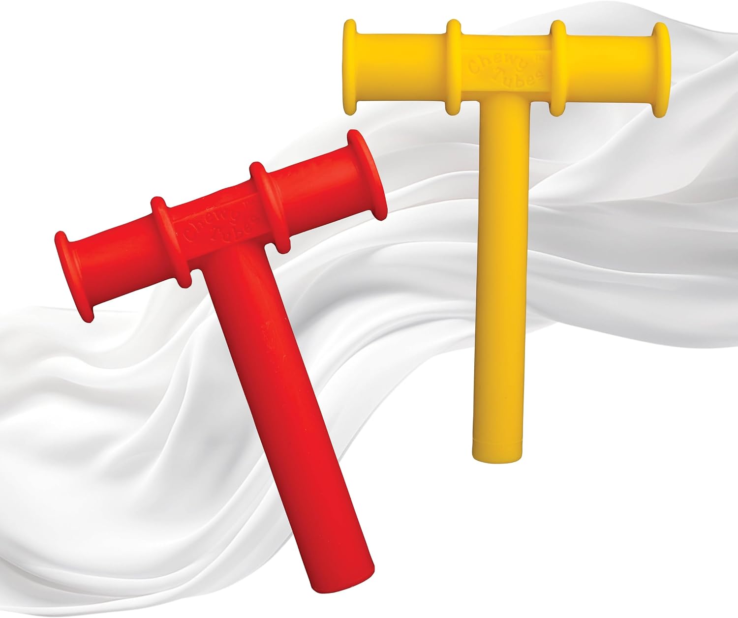 Chewy Tubes Oral Motor Chewing Set – Red & Yellow Chew Tools for Sensory Exploration, Biting Practice & Skill Development – Safe, Non-Toxic, Latex & Phthalate Free, 2-Pack