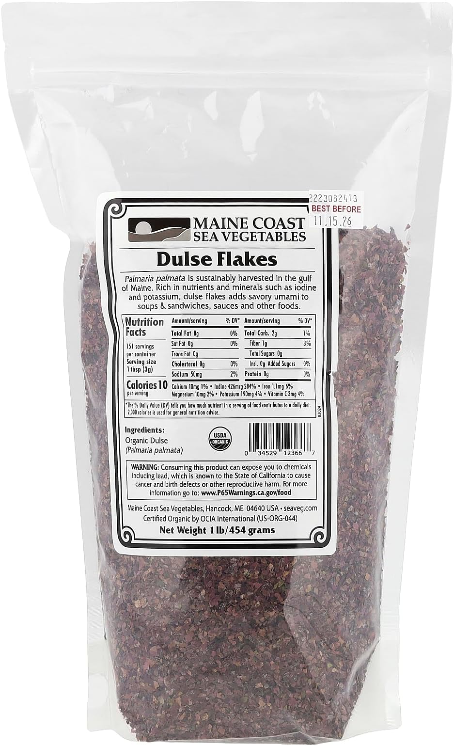 Maine Coast Sea Vegetables Dulse Flakes, 1 lb (454 g)