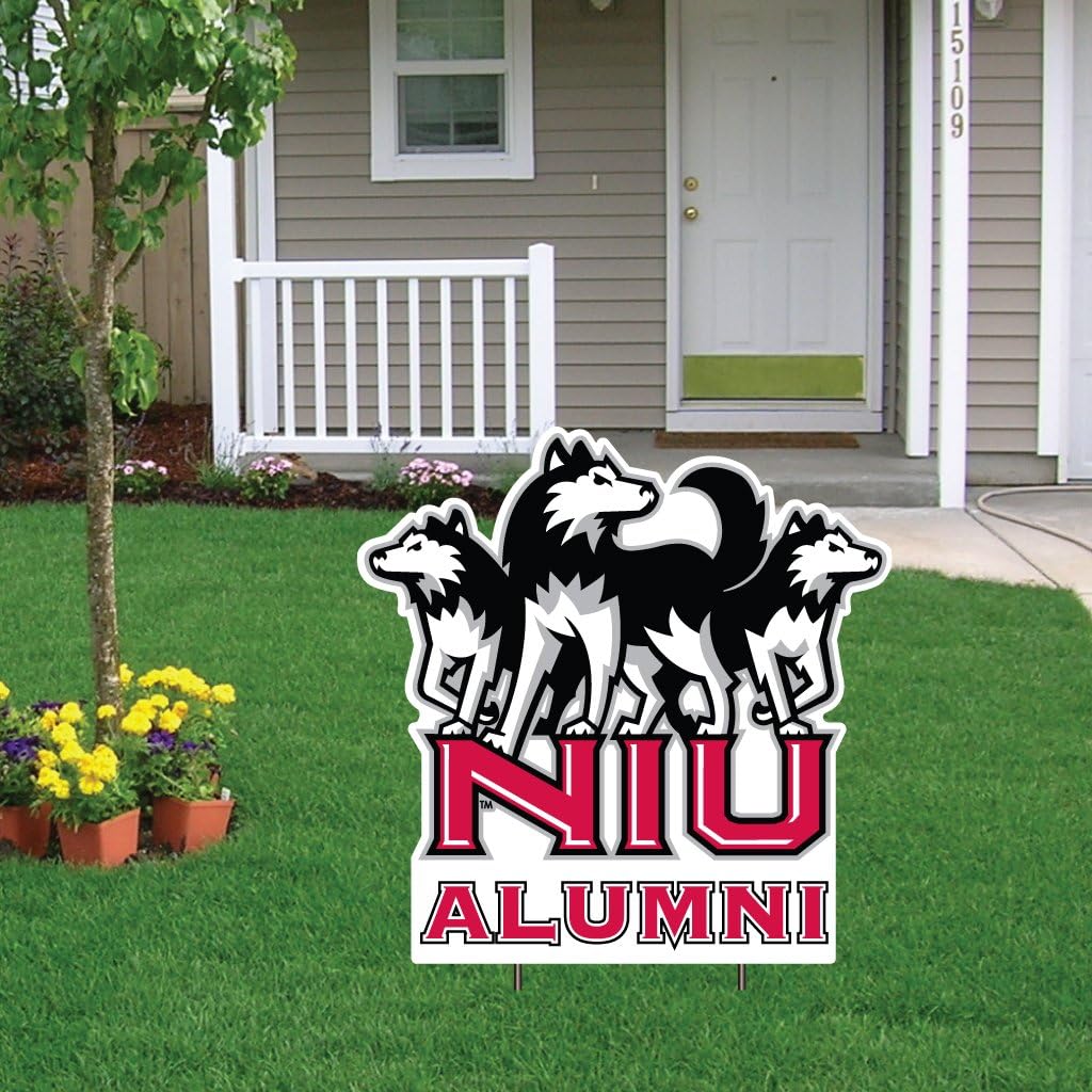 VictoryStore Yard Sign Outdoor Lawn Decorations: Northern Illinois University Alumni Shaped Plastic Yard Sign with Stakes