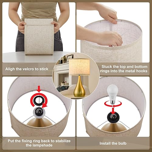 Miniatura 6 de Juego de 2 lámparas táctiles pequeñas y modernas de 18.1 pulgadas para mesita de noche, con regulables de 3 vías, lámparas de mesa para sala de