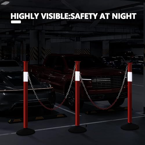 Miniatura 2 de Poste de delineador de tráfico con base pesada y collares reflectantes, conos de estacionamiento ajustables, puntal de barrera naranja para entrada