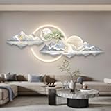 SUZEPER 3D Wall Art Decoration, Large Wall Sculpture Painting with Led Light, Creative Landscape Hanging Picture for Entrance Hallway Bedroom Home Decor(71'', D)