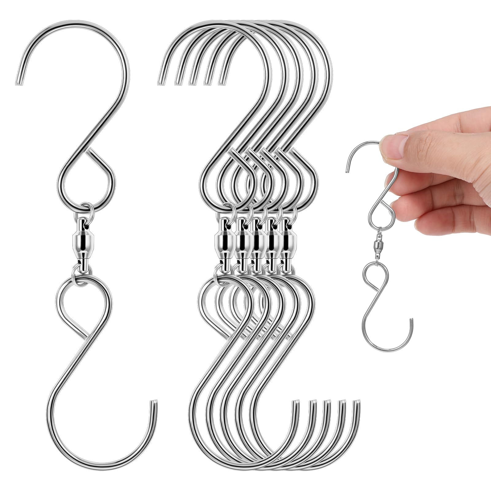 ZUNOXAZ Edelstahl Doppel-Drehwirbel Haken 2 Stück - Für Windspiele & Pflanzkörbe