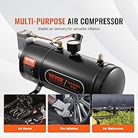 Vista 4 de VEVOR 12V Air Compressor with Tank 0.8 Gallon/3 L, Train Horn Air Compressor, 120 psi Working Pressure Onboard Air Compressor System for Train Air