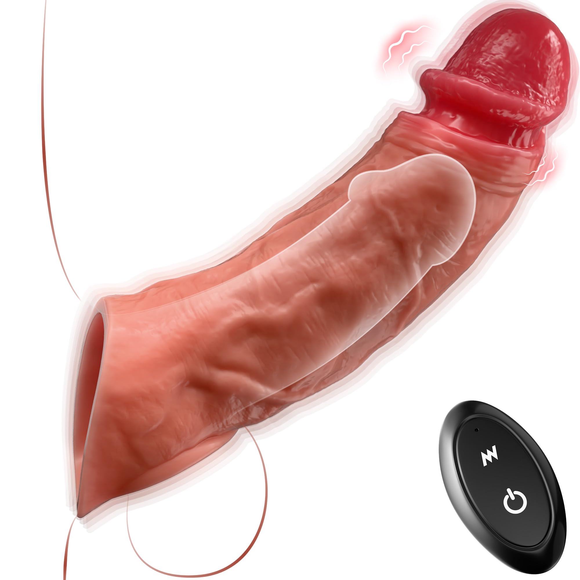 Guaina Pene con Anelli per Coppia, Vibratore Sex Toys per Stimolare il Clitoride Donna e Guaine Prolunghe e l'ingrandimento del pene Uomo, Ritarda l'eiaculazione Aumenta per L'erezione, Riutilizzabile