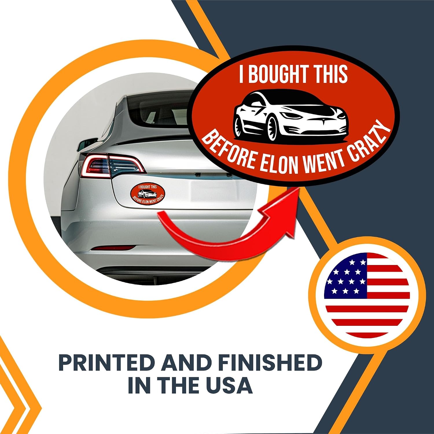 Magnet Me Up I Bought This Before Elon Went Crazy Funny 4x6 Inch Oval Magnetic Decal Weatherproof, UV-Printed & Durable Elon Bumper Magnet, Made in USA image 3