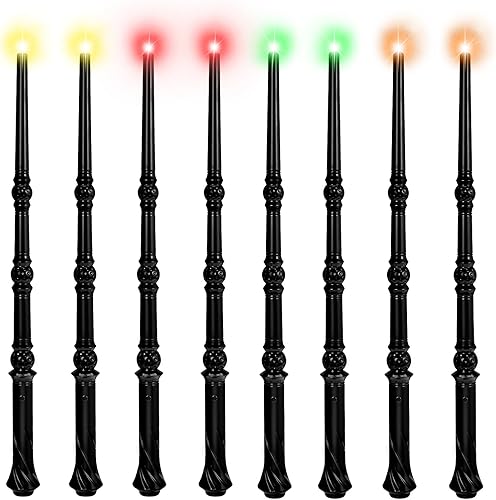 Varita de mago iluminadora mágica con sonido, accesorio para disfraz de fiesta, cosplay, paquete de 2, color marrón