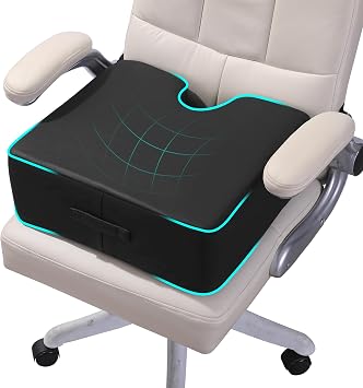 MABOZOO Extra Thick Seat Cushion, PU Leather Office Chair Cushion for Office Chair Car Seat, Memory Foam Booster Seat Sciatica & Back Pain Relief for Long Sitting 18"*16"*6"