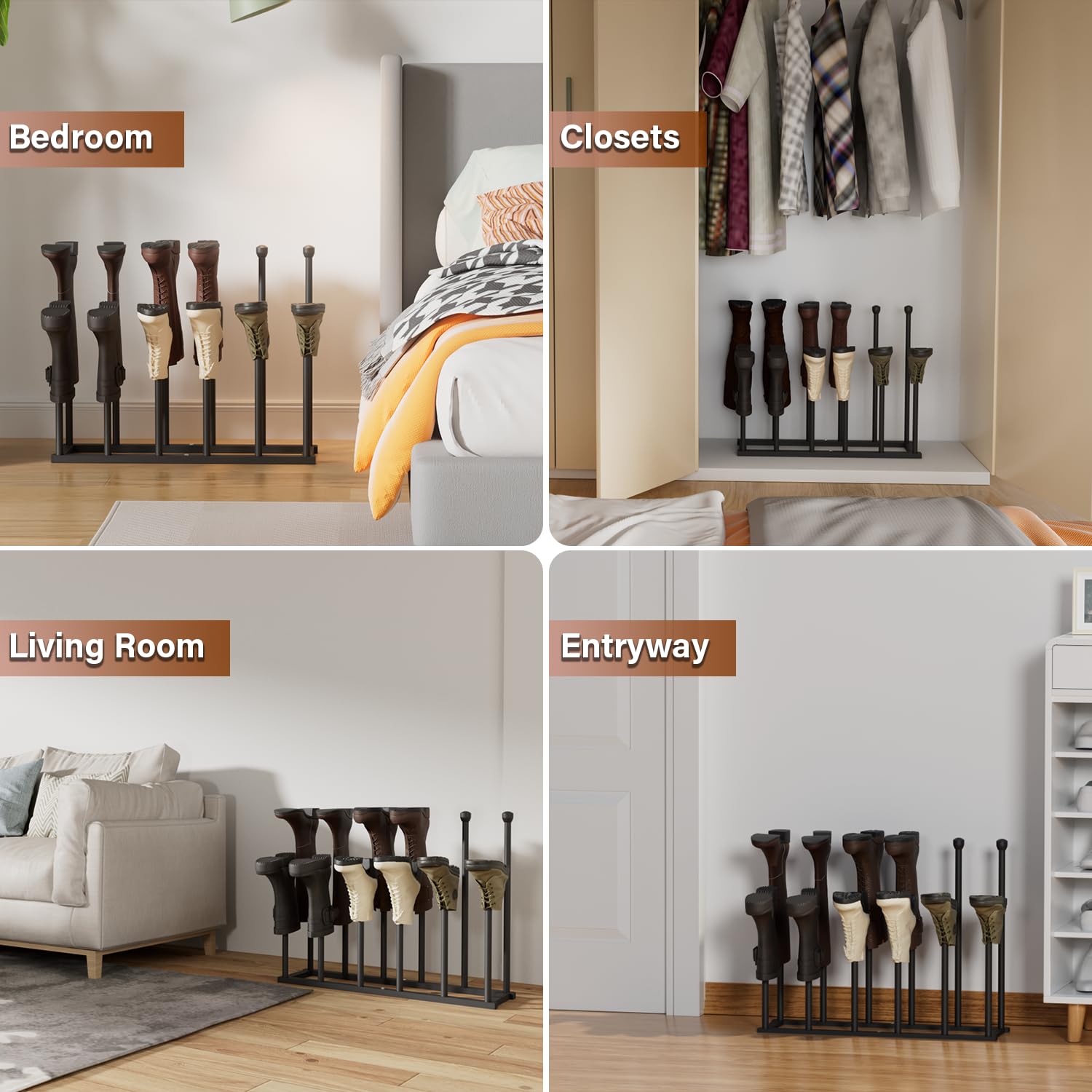 Estante para botas – Capacidad para 6 pares de botas – Soluciones de almacenamiento de botas ordenadas
