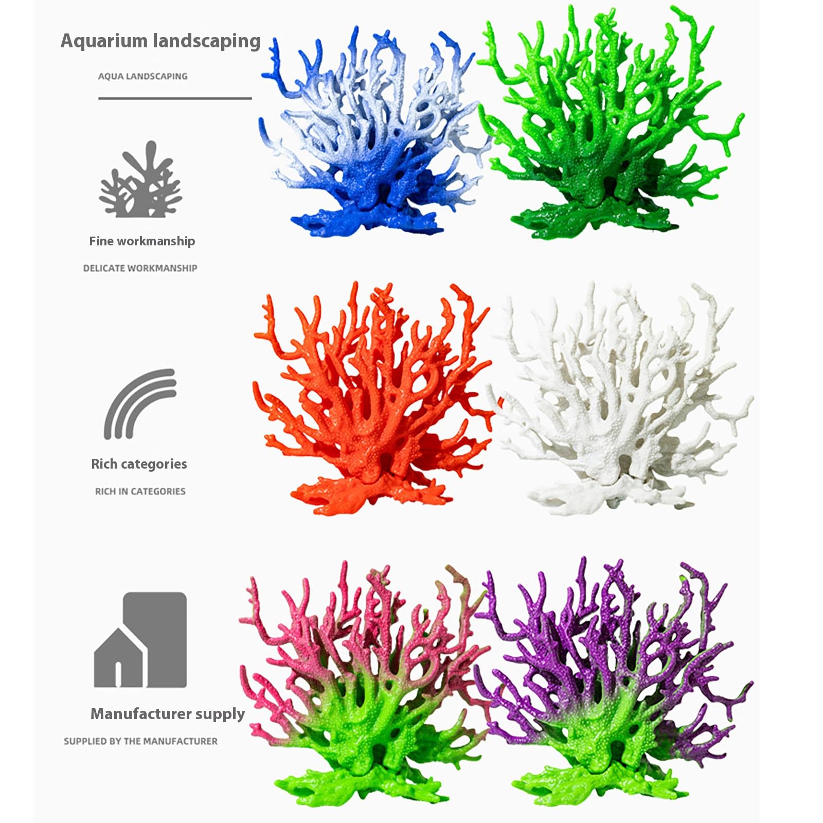 2 Piezas de decoración para Acuario de Arrecife de Coral, simulación de Rama de Coral Marino para pecera, Adornos de Roca de Resina,Púrpura