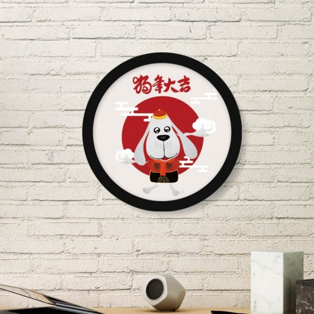 Cadre photo rond bois noir peinture art chinois nuage traditionnel décoration maison