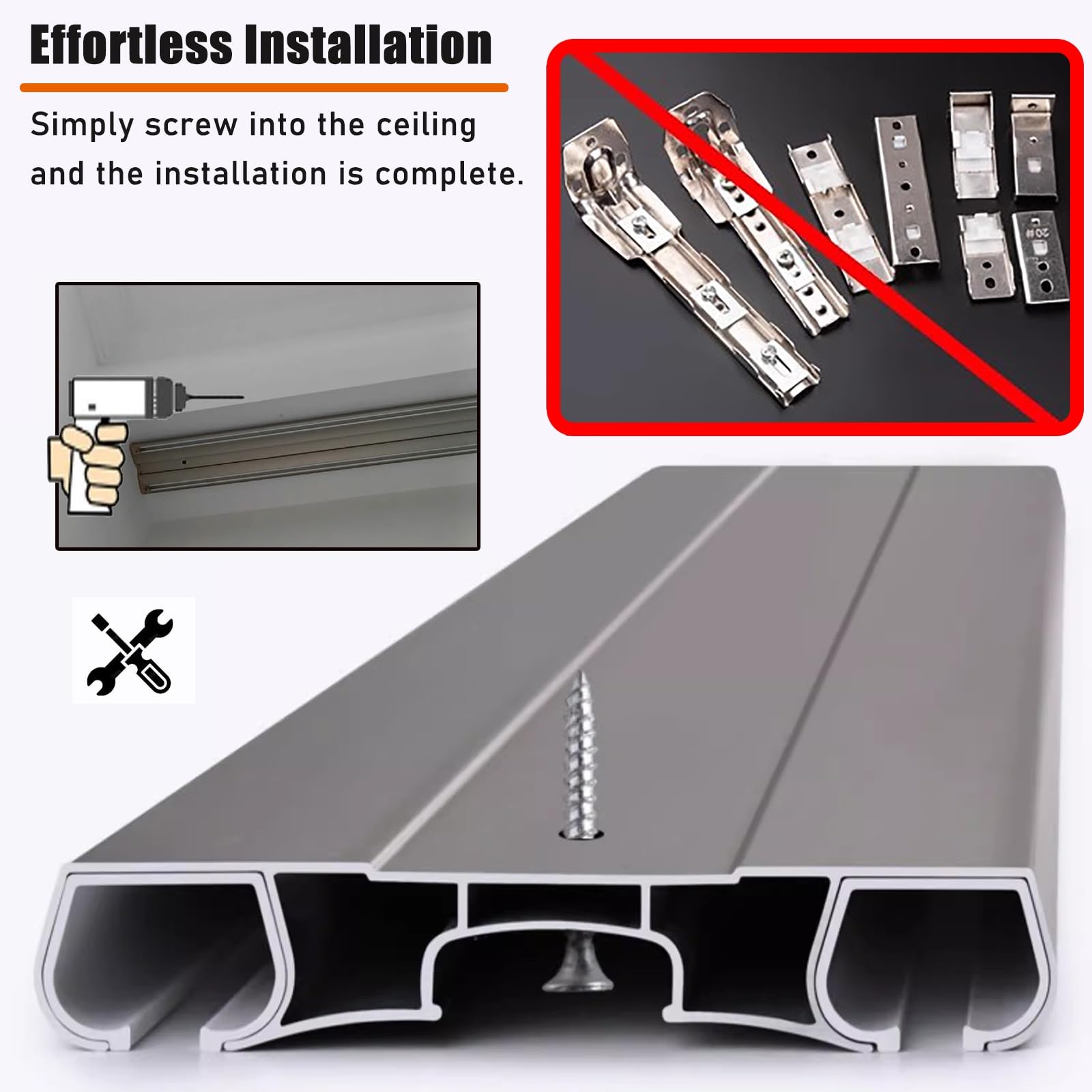 Support de tringle double ain avec rail coulissant Idéal pour les locataires – Support de 1 m pour salon et chambre à coucher et facile à installer