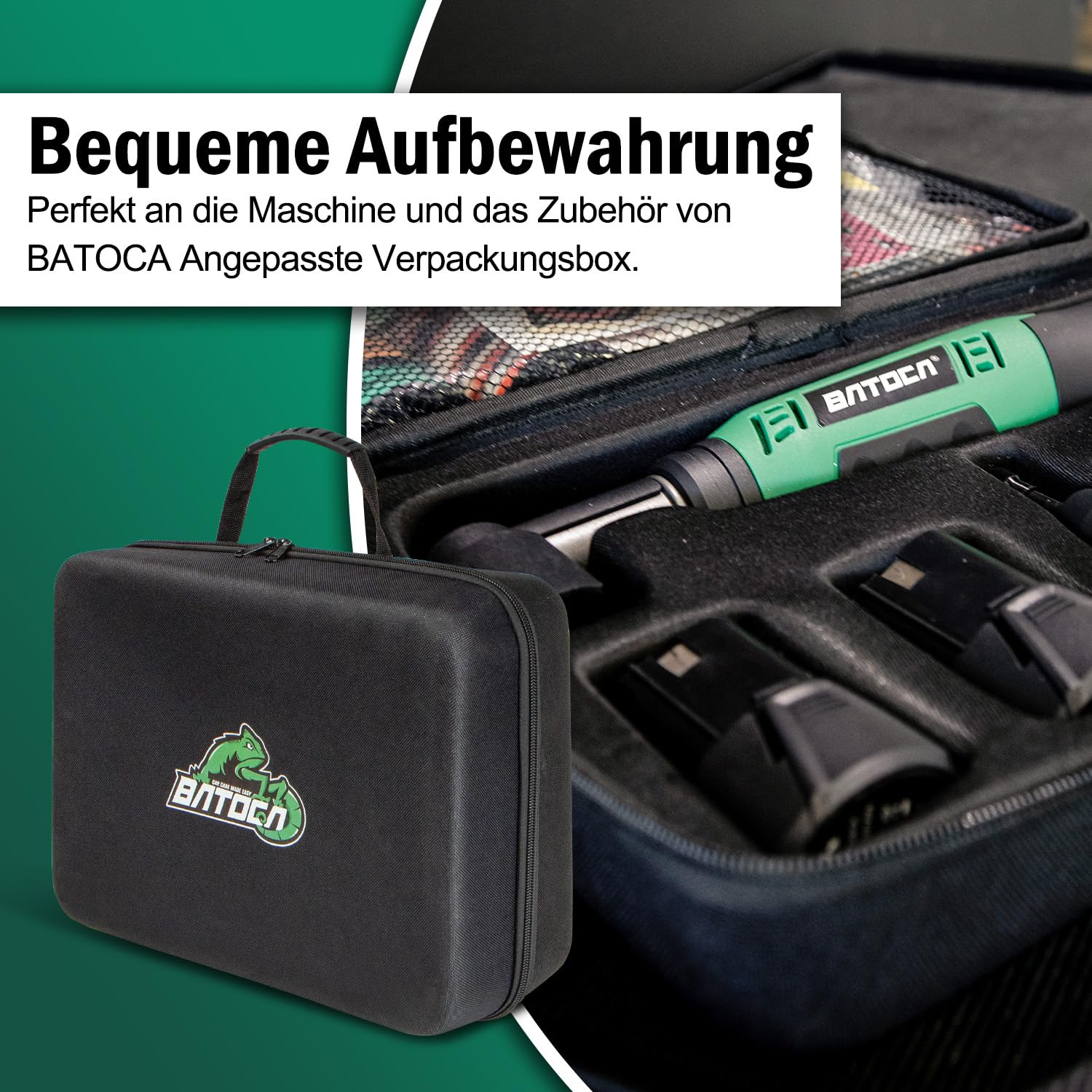 BATOCA S6 Mini Akku Poliermaschine,Profiset für Detailing und Lackpflege,12V Auto Polieren,DA&RO Polier Maschine,Polierer Puffer für Motorräder,1000-5000RPM&4200-21000RPM,25mm/50mm/75mm Schleifplatten