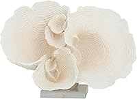 Deco79 Polystone Coral Sculpture Statue - Coastal Home Decor Accent Figurine 13" x 6" x 9", White Peach Finish